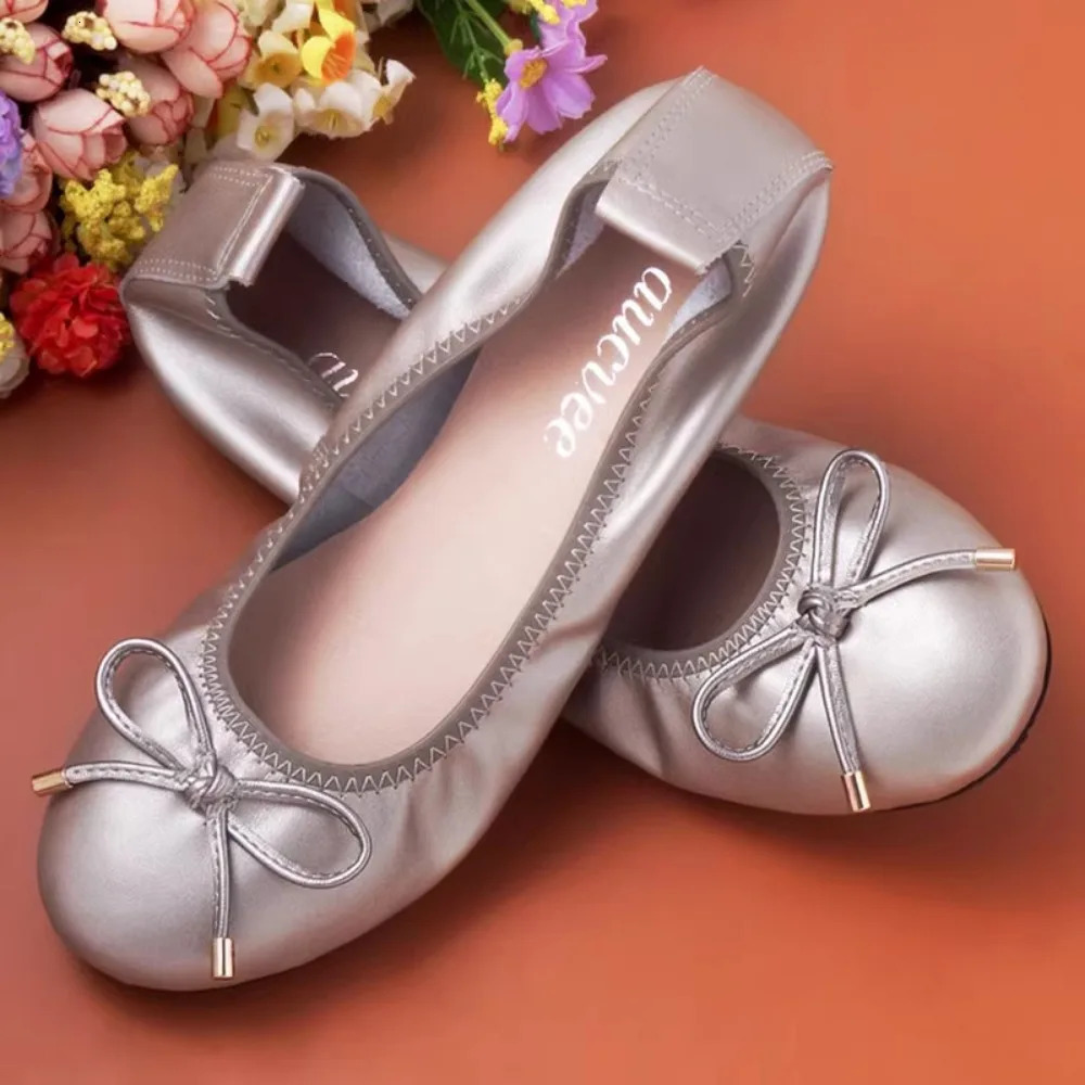 2024 Womens Leather Breathable Comfortable Ballet Flat Driving Shoes Fashionable Sliding in Shallow Load Office Boat 241206