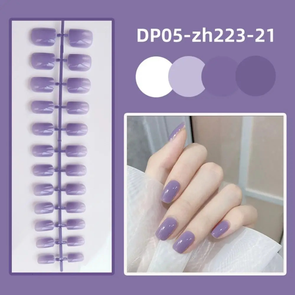 24pcs Detachable Short Square Head False Nails Solid Color Ballerina Press Wearable False Nails Full Cover Manicure Tool 241206