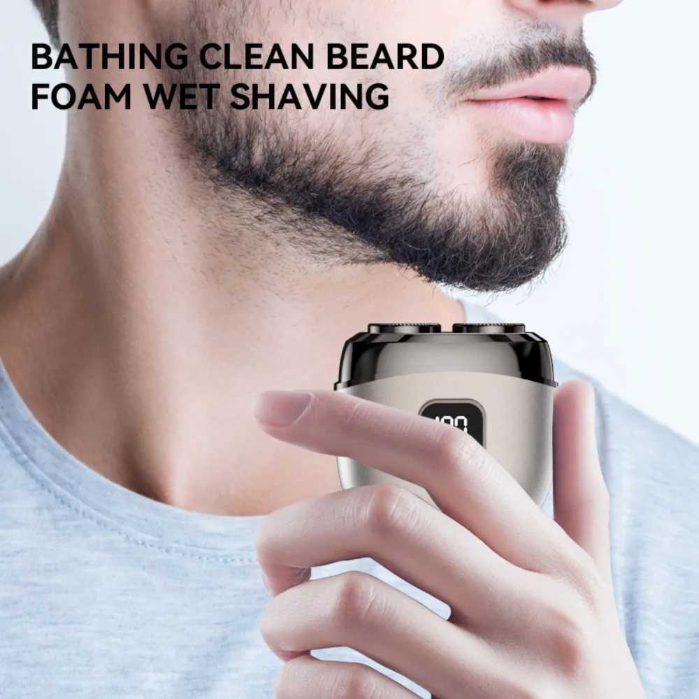 Pocket Type Mens Electric Shaver Rechargeable Digital Display Mini Shaving Machine Smart Shaver Washable Portable Travel RazorXJ241207