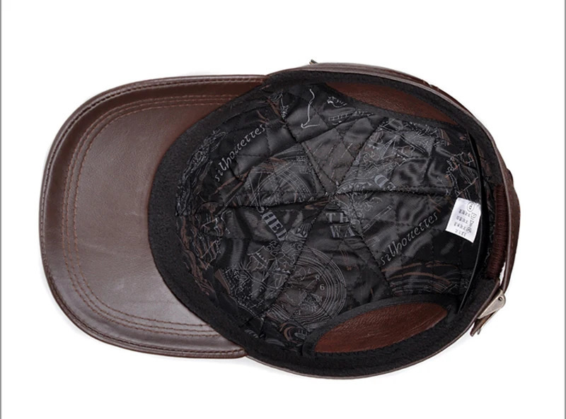 RY127 Winter Mens Leather Personalized Baseball Cap for Sale Mens Ear Protection Truck Golf Cap 241206