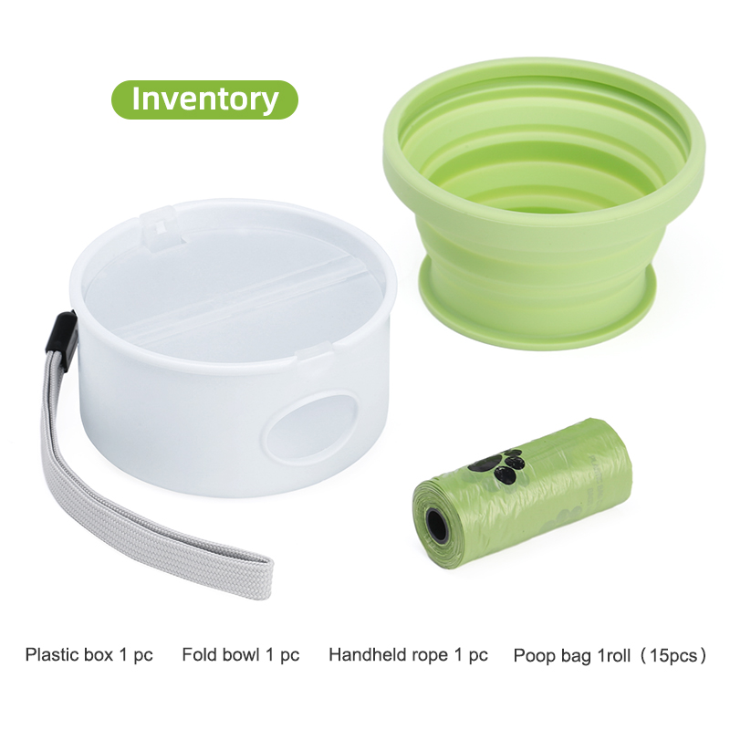 Pet BowlFolding Silicone BowlDog Drinking BowlOutdoor Pet Multifunctional Feeding SetPortable BoxPick Up Poop Bag