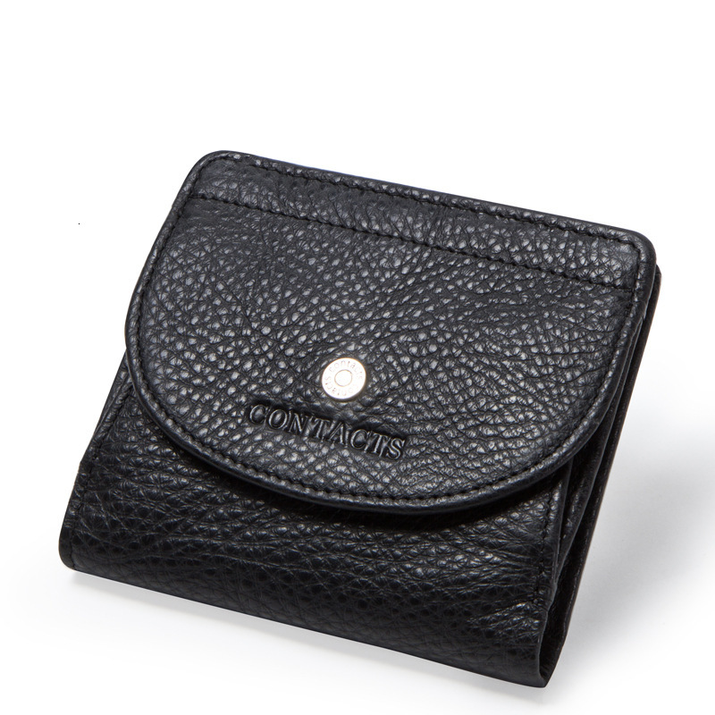 Black Angel Fashion Top Layer Cowhide Women's Wallet Trend Small Card Bag