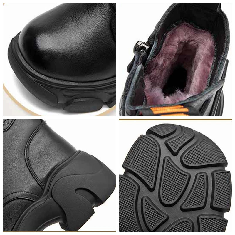 Koznoy 5cm genuine leather retro little cow apartment spring and autumn winter plush boots Moccasins chimney womens ankle 241206