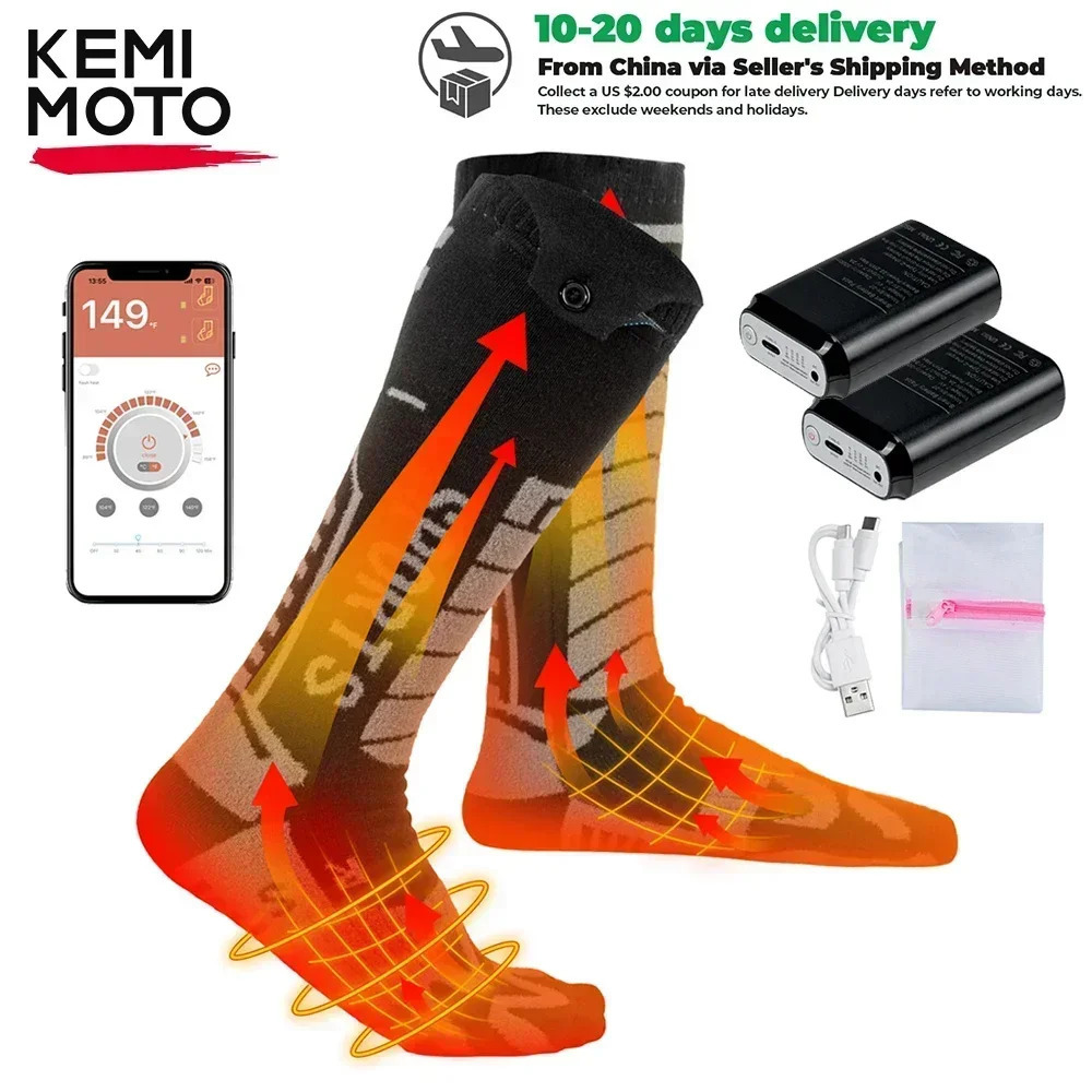 KEMIMOTO motorcycle socks application controls battery inventory thick cotton winter socks foot heaters for hunting motorcycles 241206