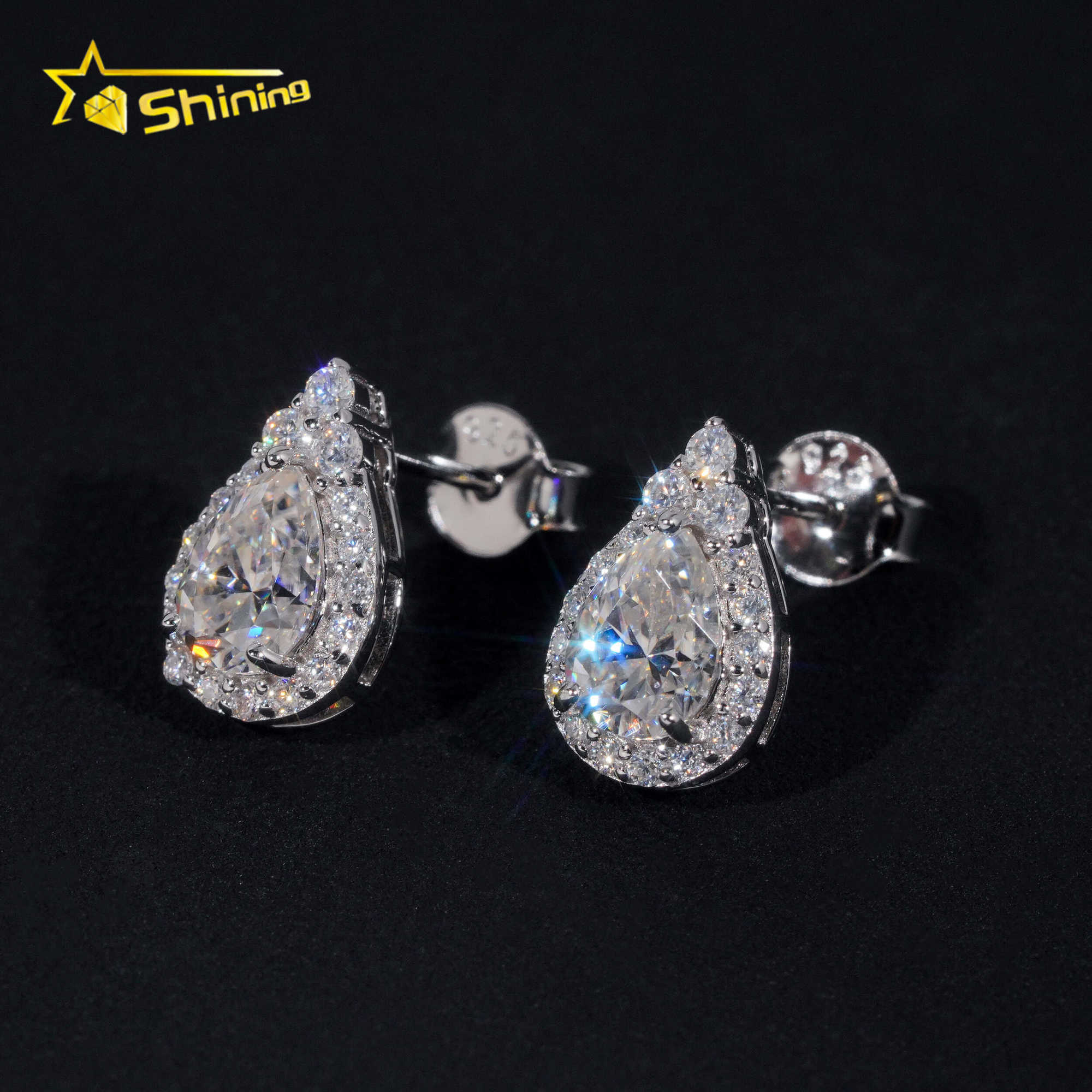 Hot Sale Drop Earring Hip Hop Jewelry Iced Out VVS Diamond Moissanite Gold Plated 925 Sterling Silver Stud Earrings