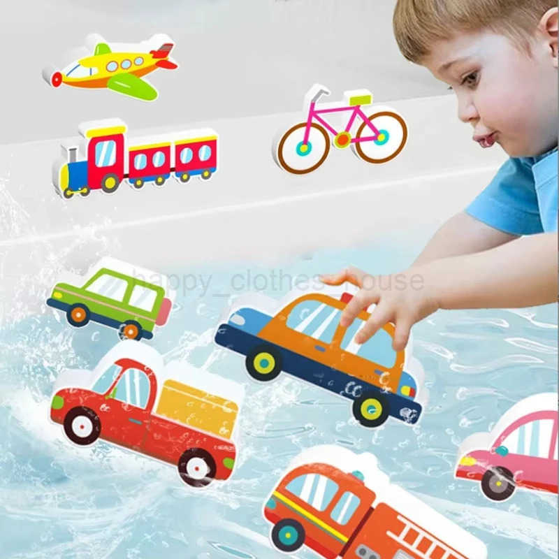 Baby Toy Traffic Bath Toys for Kids Soft EVA Paste Animal Cognitive Floating Bathtub Bathroom Water Toy for Boys Girls 2 3 4 AgeXJ241207