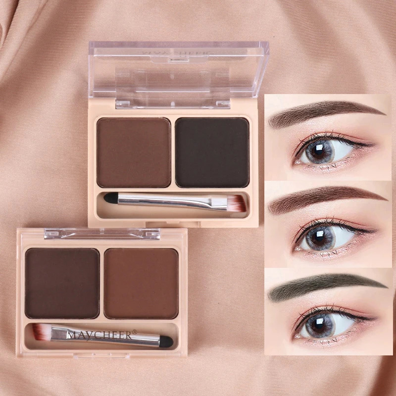 2Color Eyeshadow Powder Makeup Black Brown Coffee Waterproof Eyebrow Powder Eye Shadow Eye Brow Palette with Brush Eyebrow Cream 241206