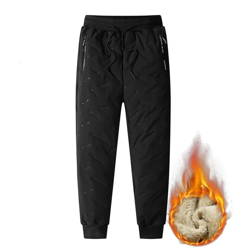 5XL 6XL7XL 2025 Winter Mens Lambswool Sports Pants Warm Thick Jogger Waterproof Casual Added Wool Oversized Trouser 241206