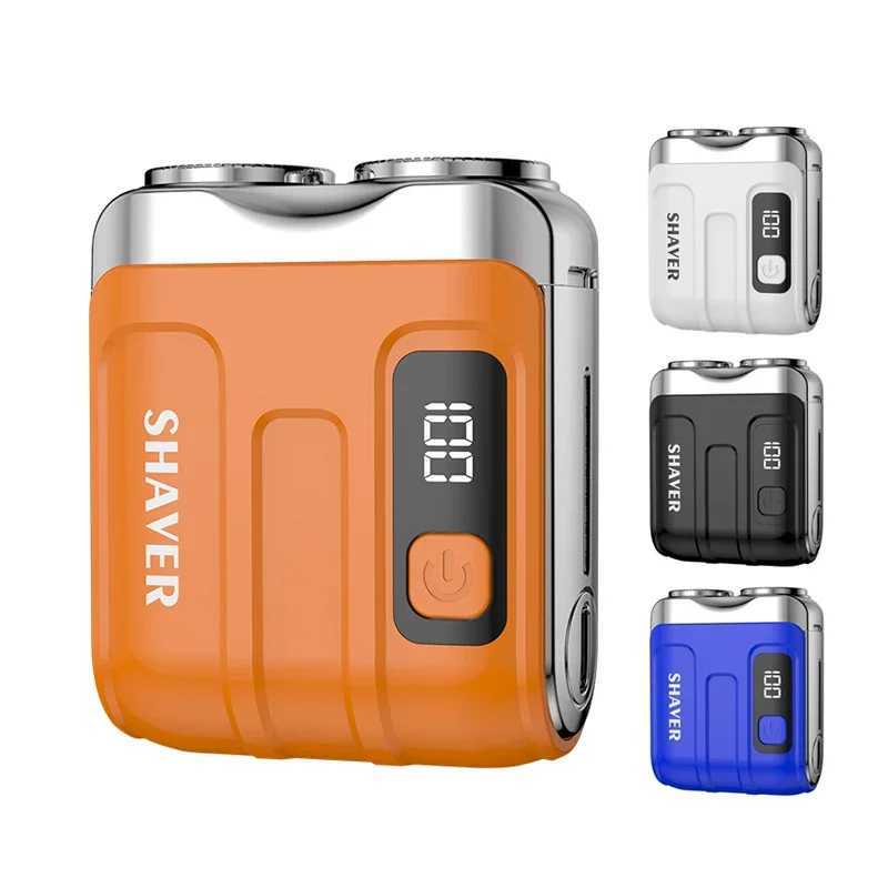 MINI Travel Electric Shaver For Men Double Floating Magnetic Blade Head Portable Beard Knife Rechargeable Rotary Electric RazorXJ241207