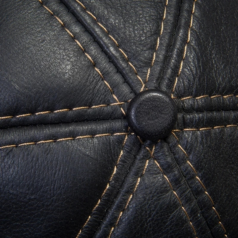 2024 Winter Mens Genuine Leather Baseball Hat Outdoor Hockey Golf Fishing Glasses Black/Brown Mens Truck Hat 241206