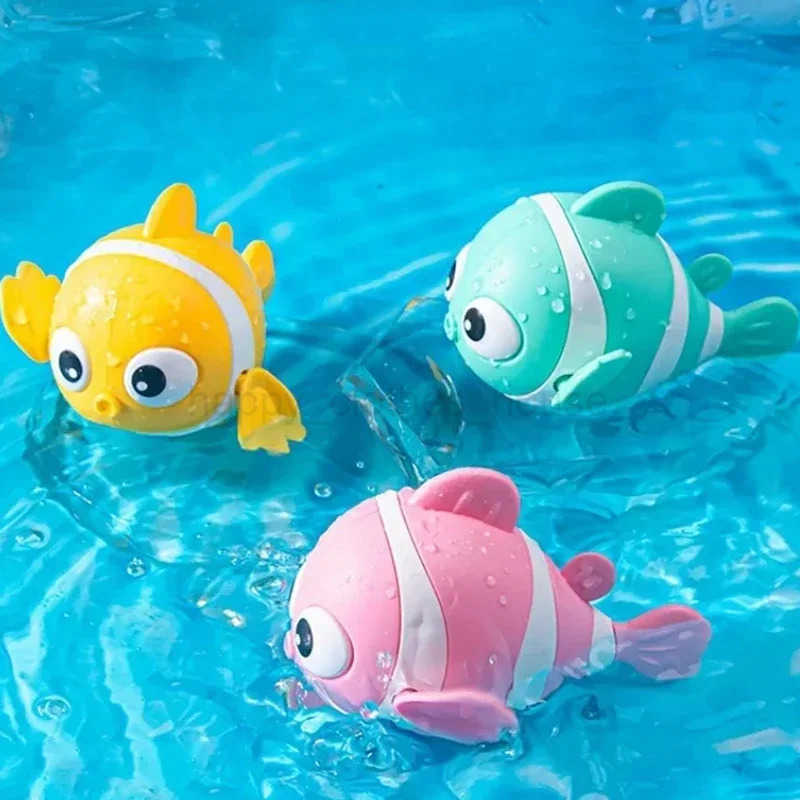 Bath Toys Cute Swimming Clown Fish Bath Toy for Toddlers Floating Wind Up Toys for Boy Girl New Born Baby Bathtub Toddler ToysXJ241207