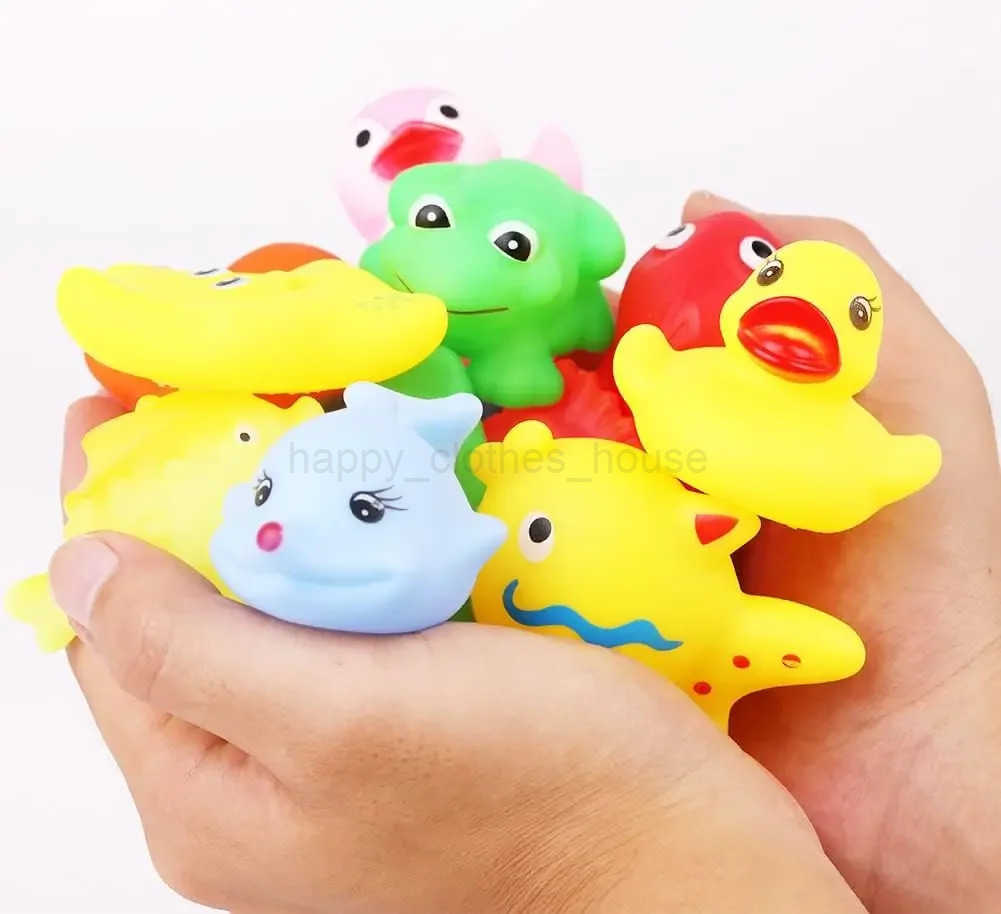 10pcs Preschool Bath Toys Rubber Sea Animals Toy Squeaky Bathtub Toys Baby Pool Floating Toy for Toddler Kids Par DecorationXJ241207