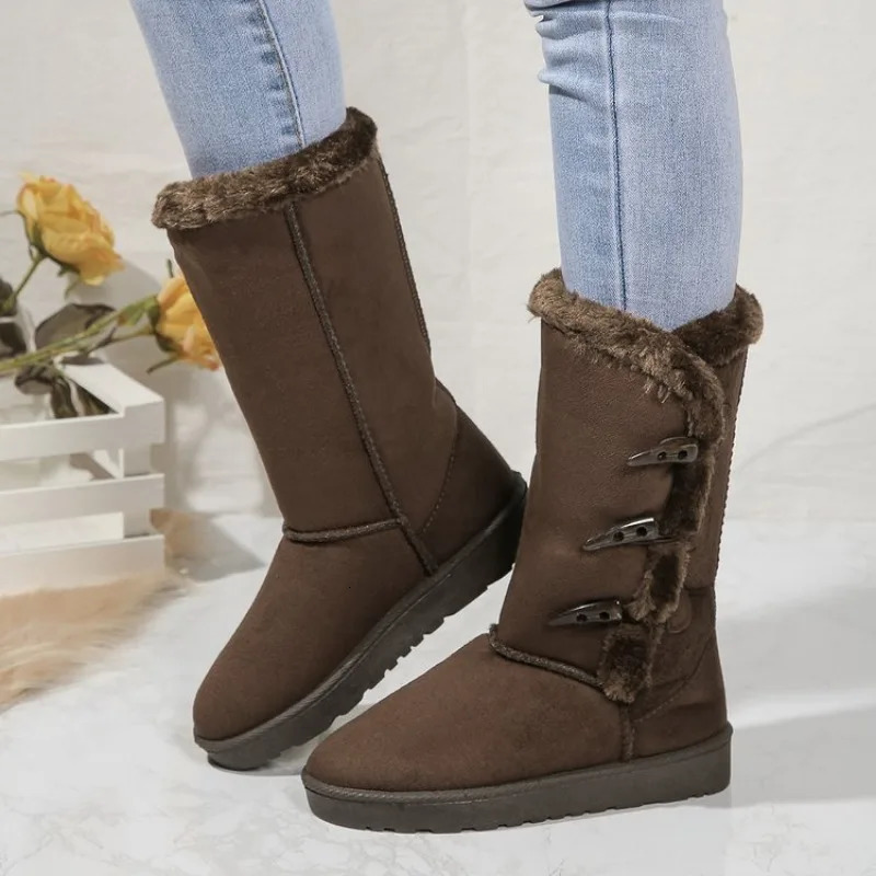 Classic plush snow boots and calf womens wool warm winter shoes 2024 D84 241206