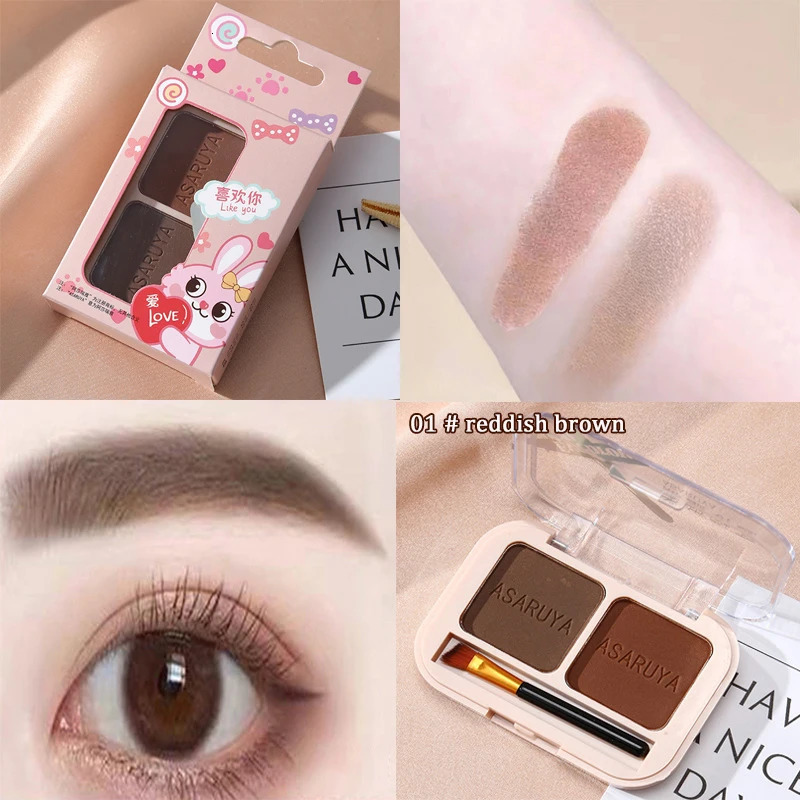 2 Colors In 1 Eyebrow Powder Professional Natural Makeup Palette Eyebrow with Eye Brush Enhancers Eye Brows Nose Shadow Powder 241206