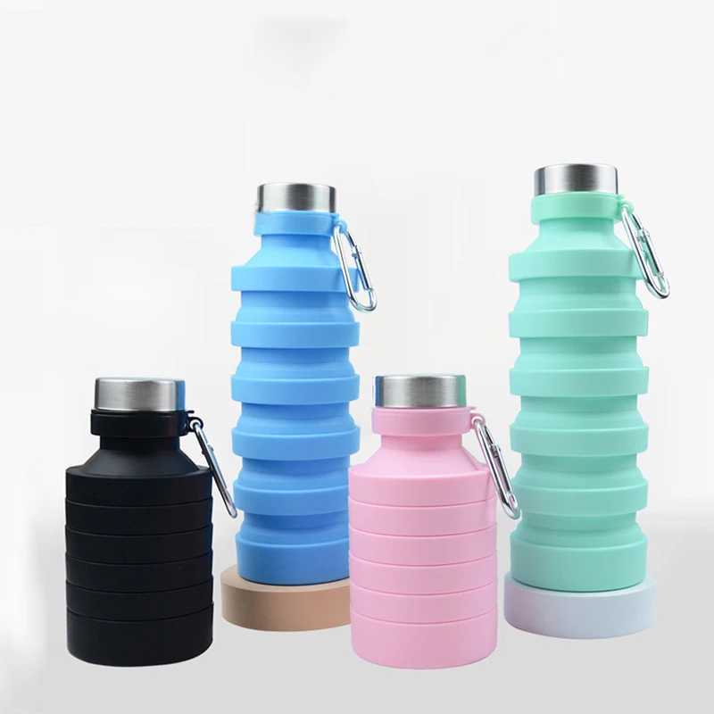 800ML Water Reusable Bisphenol A-Free Silicone Foldable Bottle Portable Hiking Cup Z260202