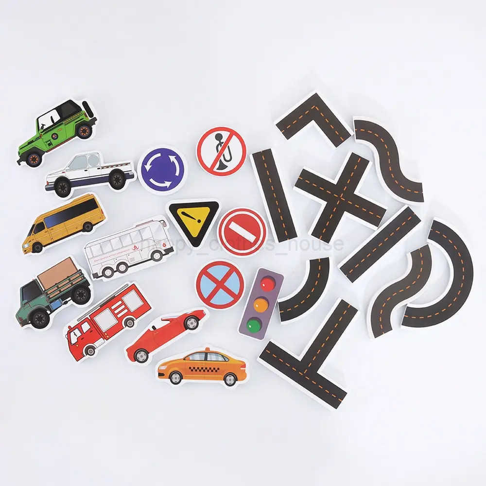 23 Pieces Bath Water Toy Sticky Wall Ci Traffic Car Road Rail Puzzle Vinyl 0-3Y 3-6Y 6-12Y 12+y 14+Y Bath FeaturesXJ241207