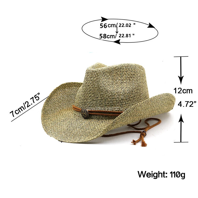 Mens and Womens Summer Simple Sun Hat Personalized Western Girls Cowboy Straight Hat Beach Hat 56-58CM 241206