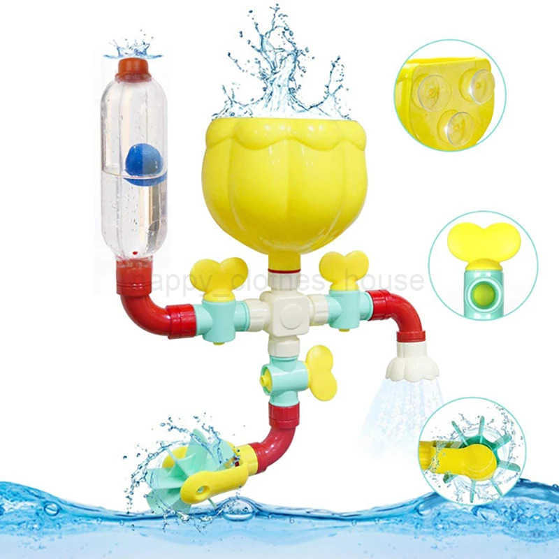 QWZ New DIY Montessori Children Bath Toys Water Spray Rotating Water Jet Game Bathtub Toy For 1 To 4 Year Old Baby Kids GiftXJ241207