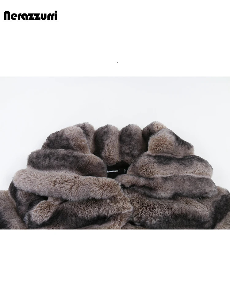 Sapphire winter striped thick soft colorful faux chinchilla fur coat womens lapel high-quality fluffy jacket 241202