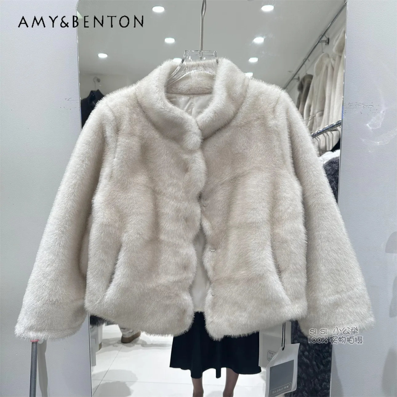 Winter velvet mink fur coat for women thick environmentally friendly fur single-layer short fur 241202