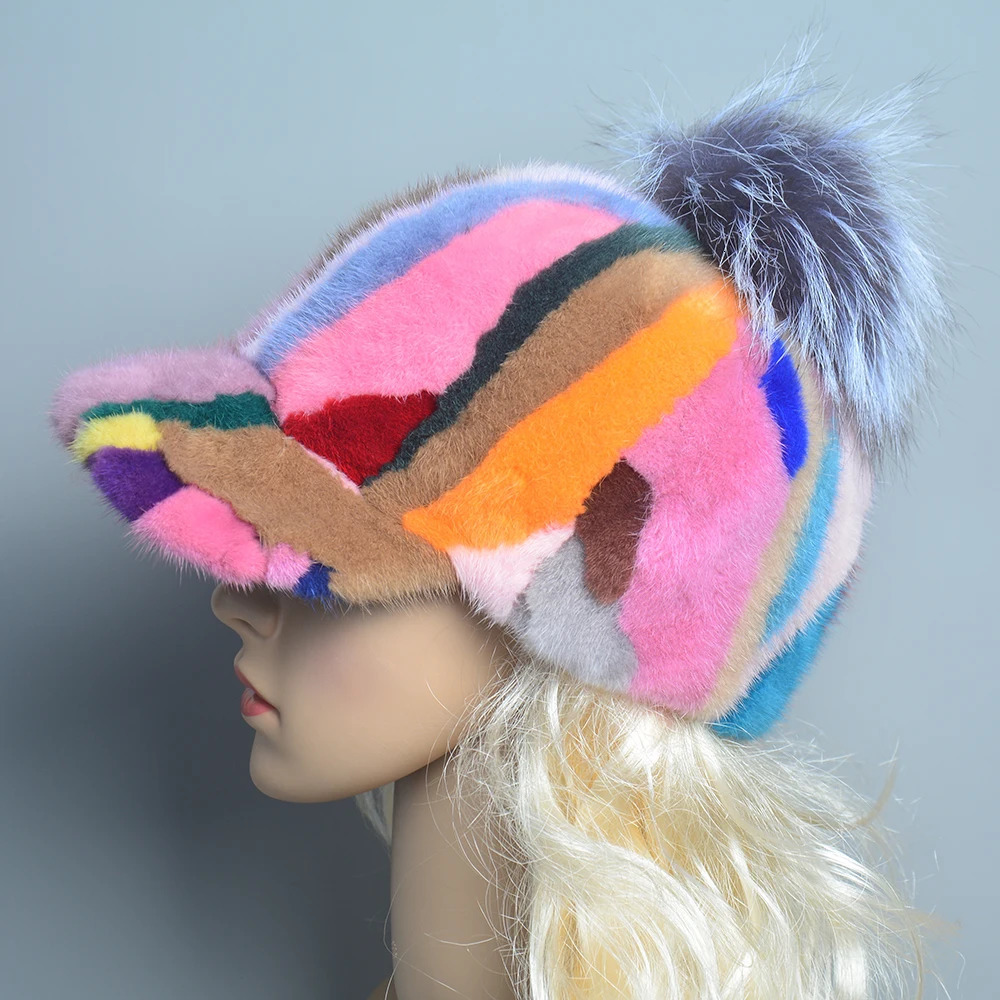 Home>Products> selling Womens Natural Mink Hats>Brim Baseball Hats>Puffy Womens Winter Elegant and Fashionable Warm Hats 241206