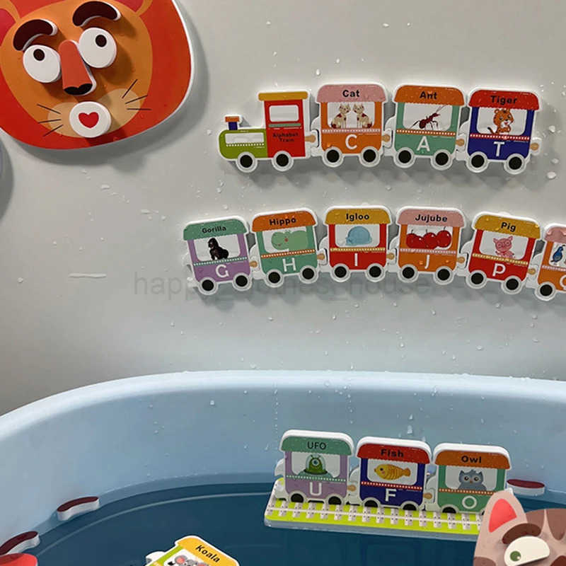 Baby Train Bath Toys Soft EVA Letter Puzzle Animals Alphanumeric Bathtub Water Toy Early Educational Kids Floating Bathroom ToysXJ241207