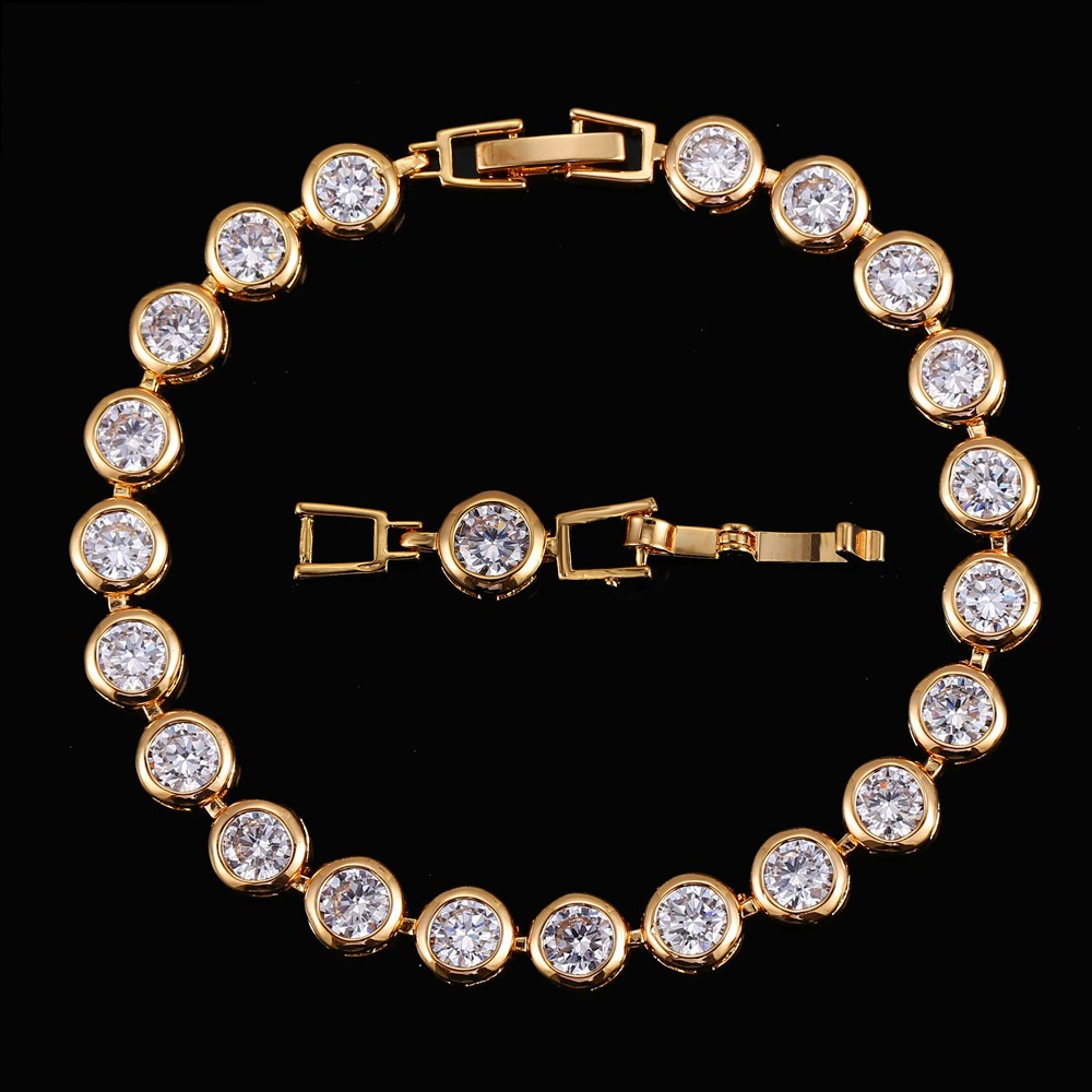2025 Choucong Brand Wedding Bracelet Luxury Jewelry 18K Gold Fill Round Cut Ovil 5A Cubic Zircon CZ Diamond Gemstones Party Eternity Women Bangle For 
