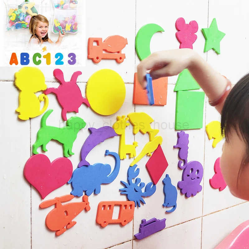 Bathtub Bathroom Toys Animals Alphanumeric Letter Puzzle BathToys EVA Education Learning Foam Fish Water Bathing buble Float ToyXJ241207
