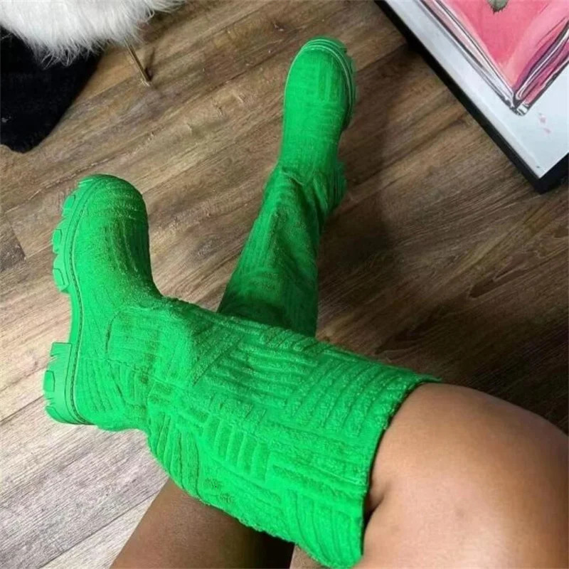 2023 womens thick soled boots towel cotton motorcycle 3643 241206