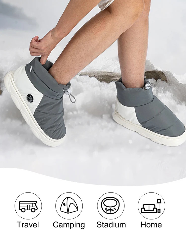 1 pair of electric heating shoes thickened winter warm shoes 3-level rechargeable wear-resistant anti slip snow boots 241206