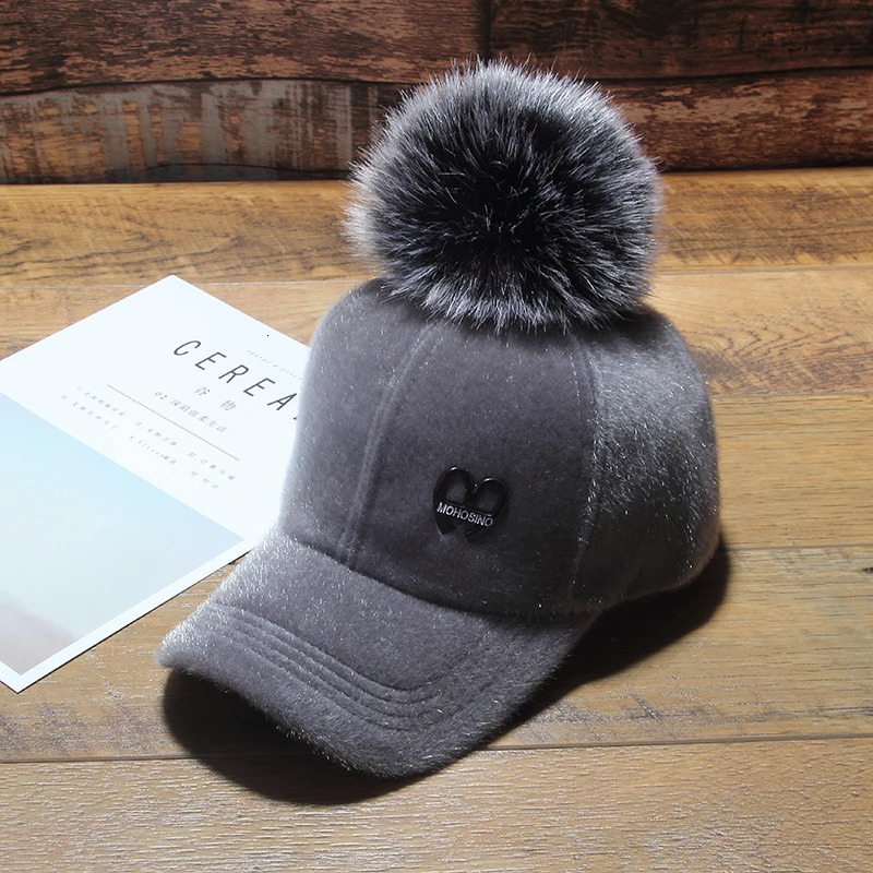 Doit Korean childrens hip-hop baseball cap wool fur serve childrens winter cap boys and girls solid snap cap parents childrens cap 241206