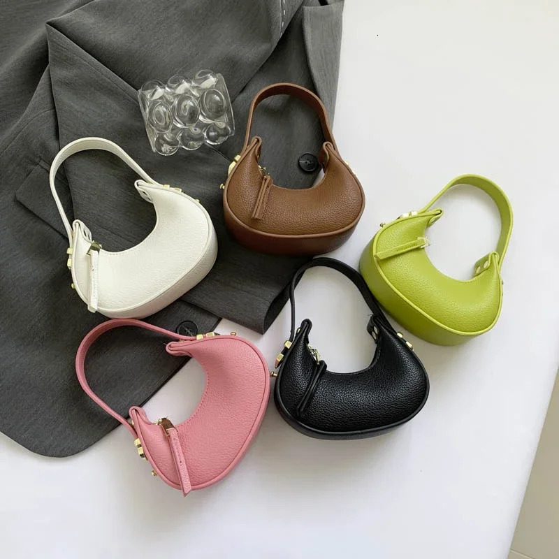 Summer Litchi Pattern Mini Moon Bag Fashionable and Cute Womens Handbag 241205