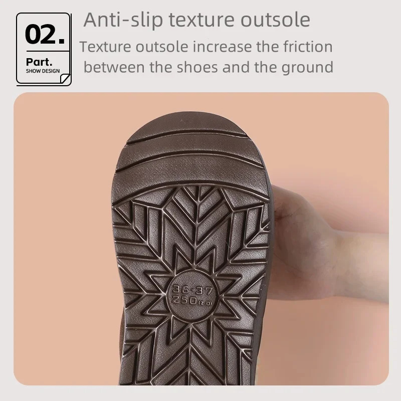 Womens thick soled winter cotton shoes casual warm and anti slip snow boots outdoor fashionable flat 241206