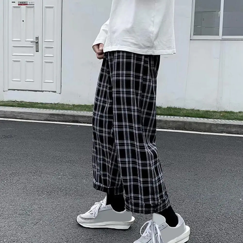 2024 mens oversized sports pants black plain casual pocket elastic waist student wide leg hiphop loose Trouser 241206