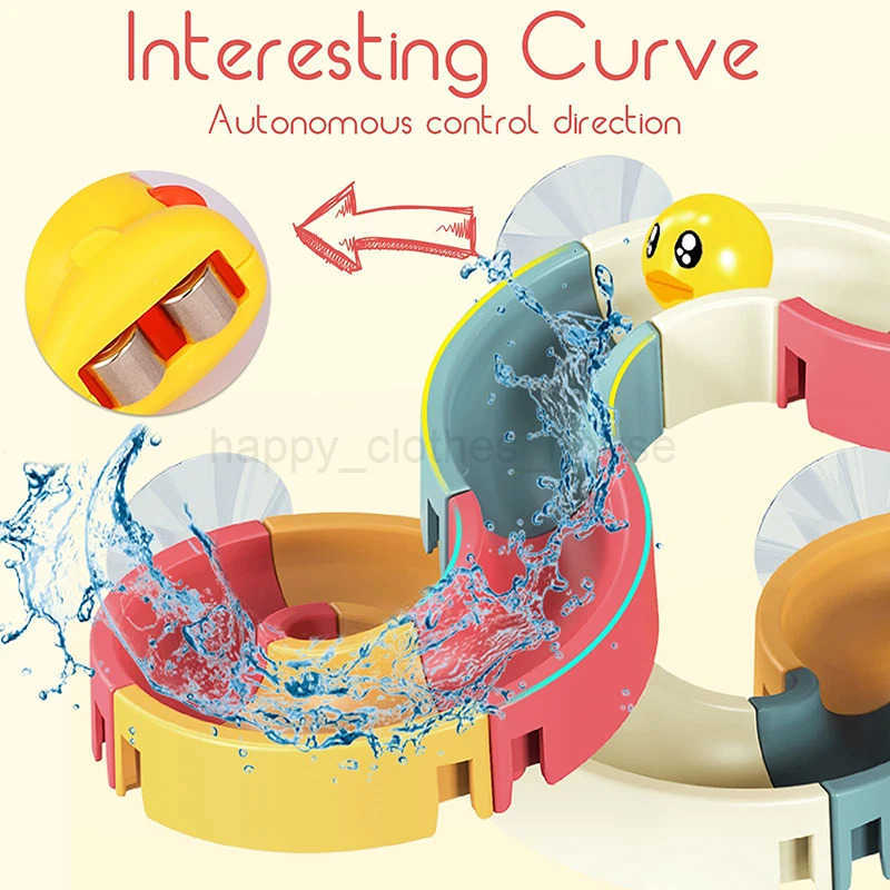 Baby Bath Toys Water Slide Track with Suction Cup Ducks DIY Marble Race Run Assembling Bathroom Bathtub Kids Toy Children GiftsXJ241207