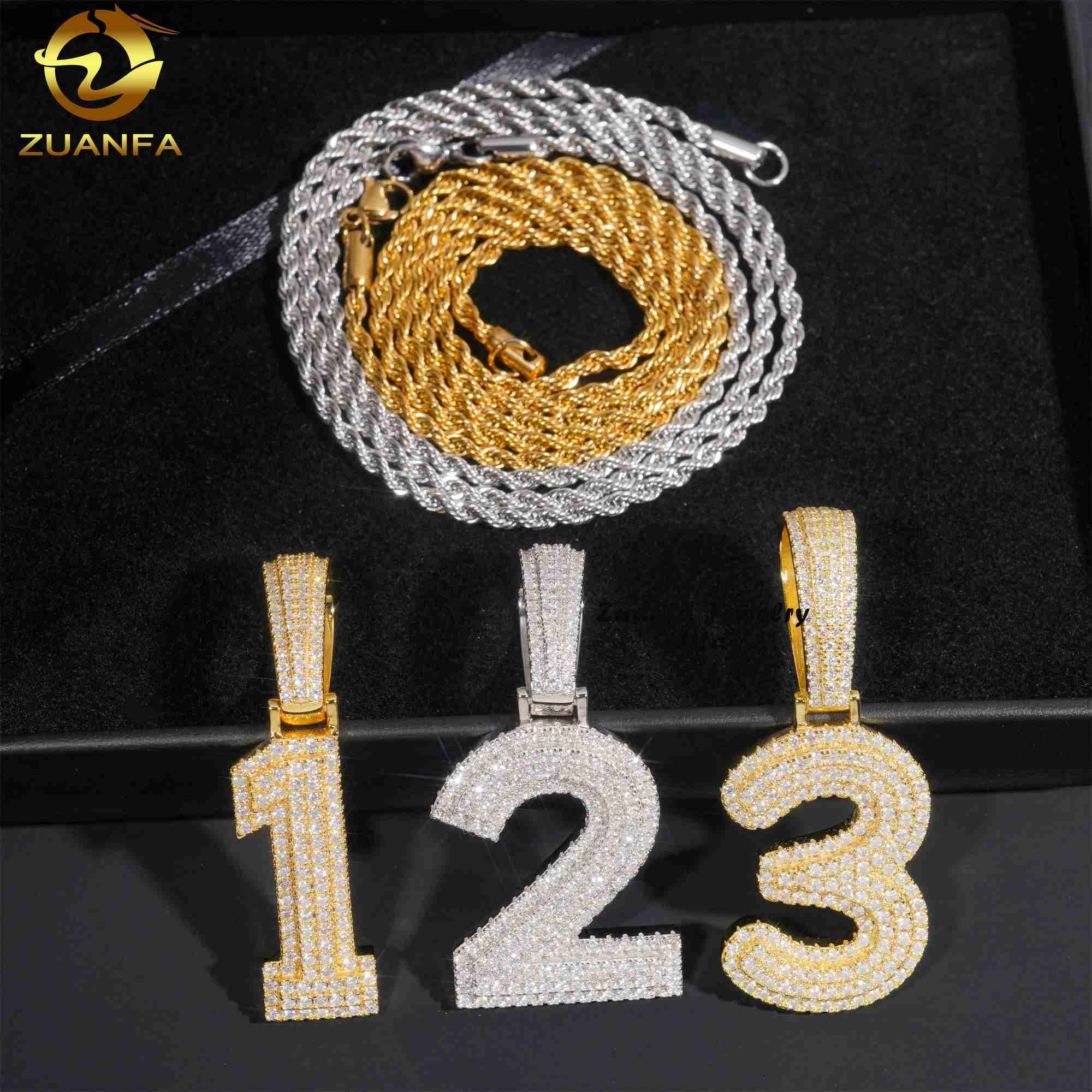 Custom High Quality Iced Out VVS Moissanite Diamond Silver 925 Initial Hip Hop Letter Pendant