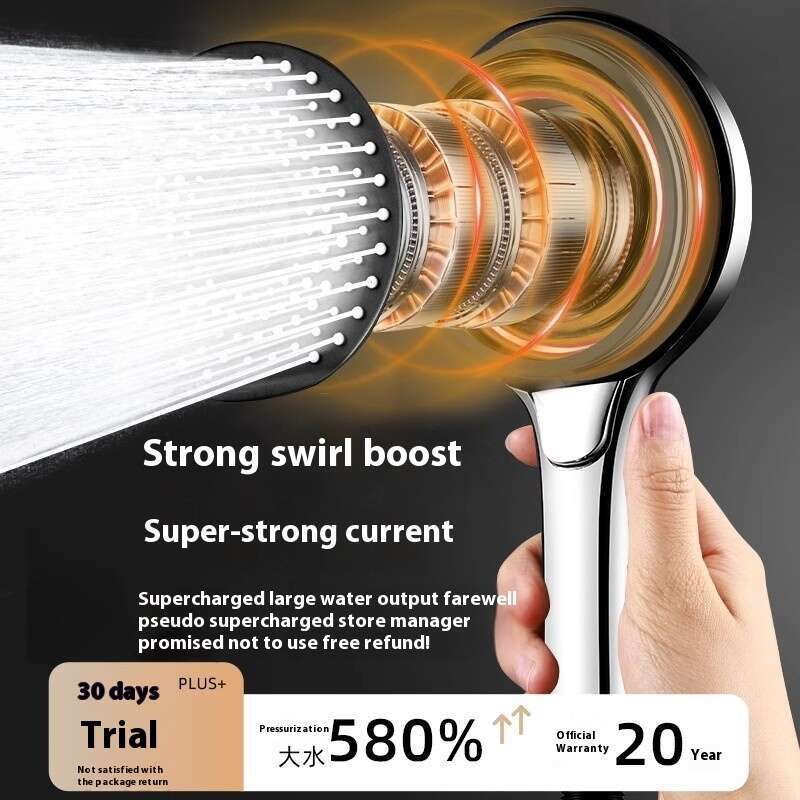Large panel pressurized electroplated with three levels of showerhead, super strong emed sun drying head, water heater shower set