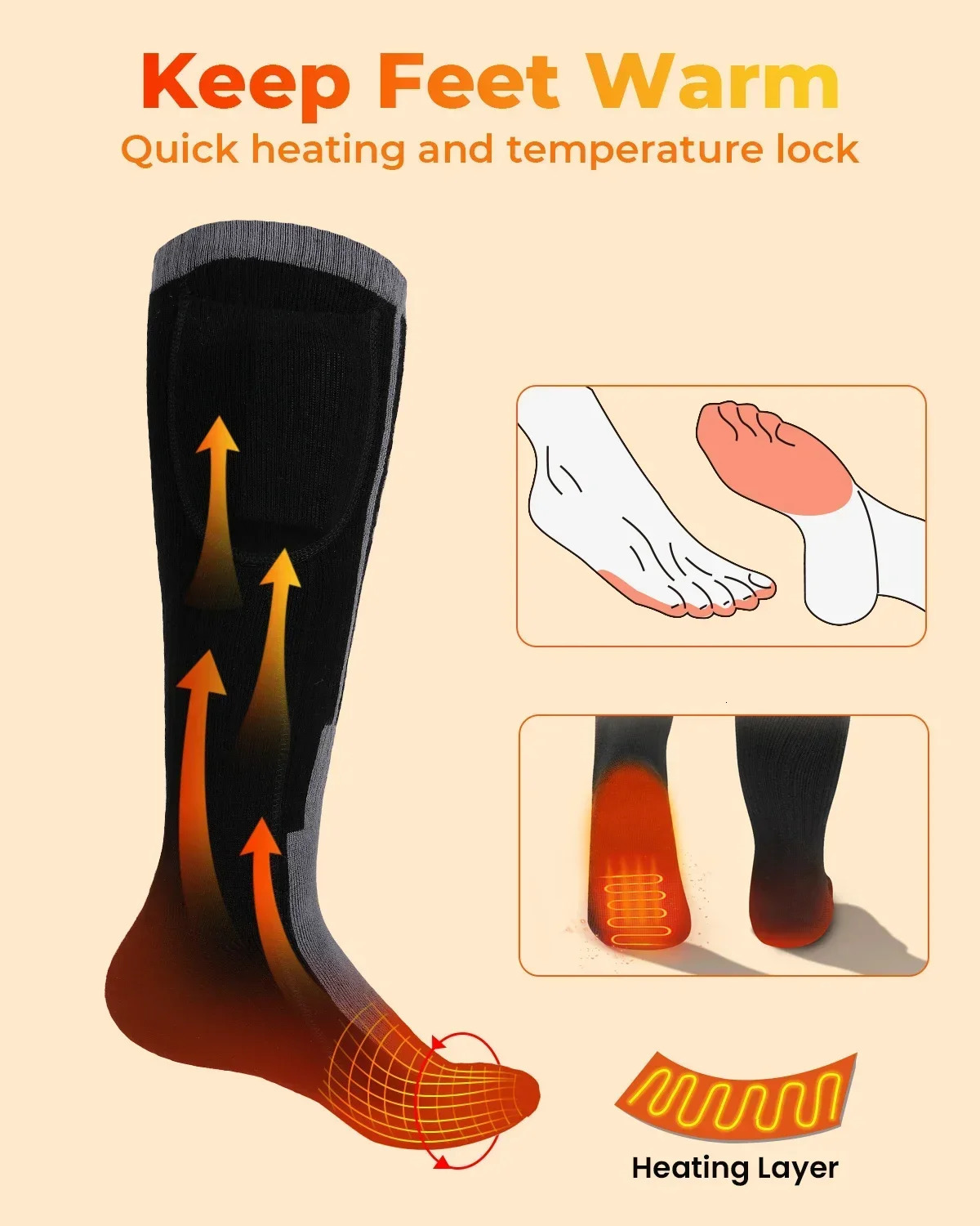 socks remote control motorcycle electric heating socks rechargeable battery winter thick socks mens 241206