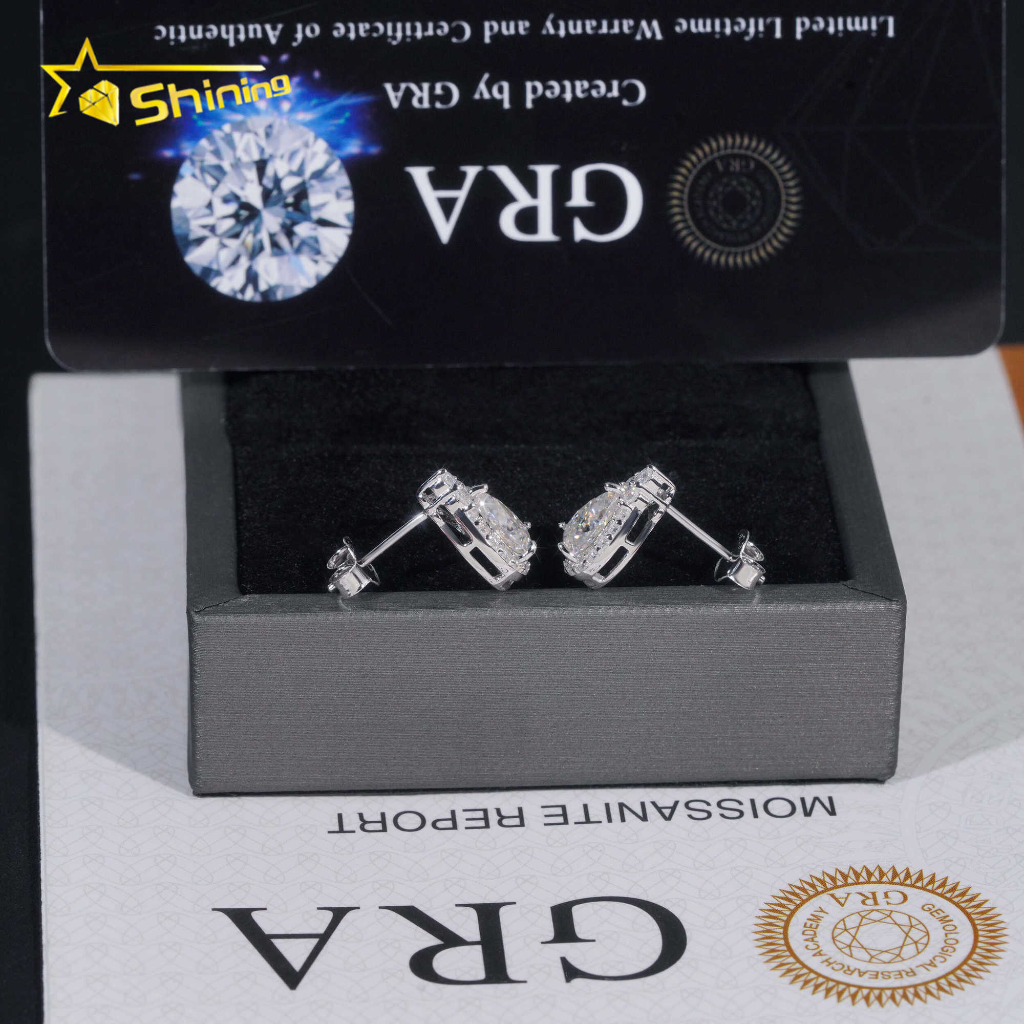 Hot Sale Drop Earring Hip Hop Jewelry Iced Out VVS Diamond Moissanite Gold Plated 925 Sterling Silver Stud Earrings
