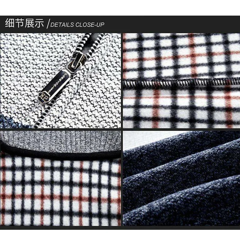 Mens cardigan for autumn and winter warm thick fashionable knitted sweater jacket spliced color lock bracket zipper 241206