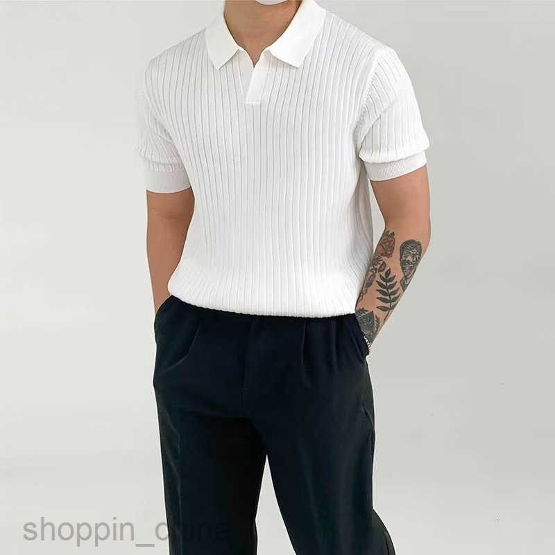 Men's Sweaters Literary and Artistic New 2023 Trendy Polo Shirt Youth Fashion Standard Male Temperament Trendy Five Sleeve Summer
