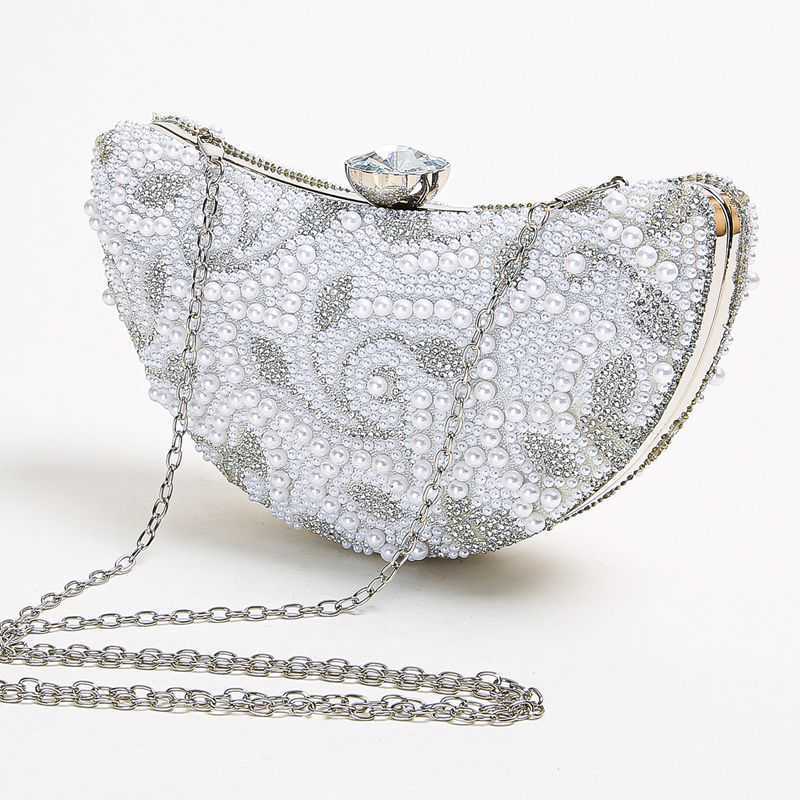 Clutch Bag Fashionable New Womens Pearl Studded Diamond Handbag Dinner Bag Formal Dress Bag Evening Dress Bag 240920