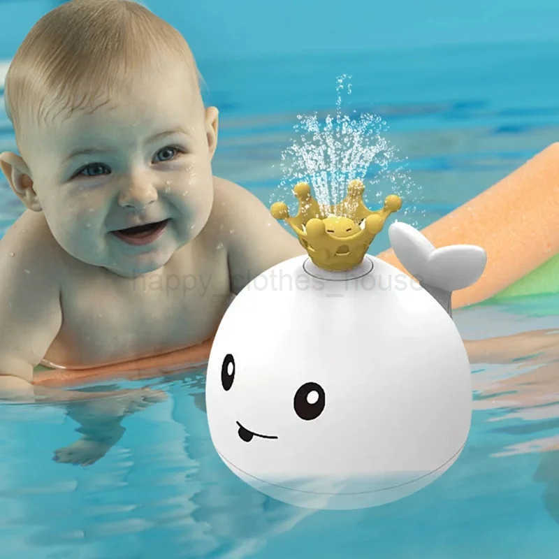 Baby Bath Toys Whale Electric Inductive Water Spray Ball with Light Bathroom Bathtub Swimming Toys for Toddler Infant ChildrenXJ241207
