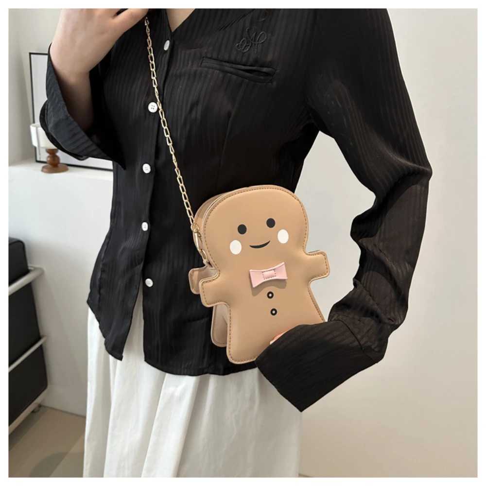 New Carto Gingerbread Man Shaped Crossbody Bags for Wen Shoder Bags Christmas Bag Trend Designer Cute Chain Small Bags Z241207