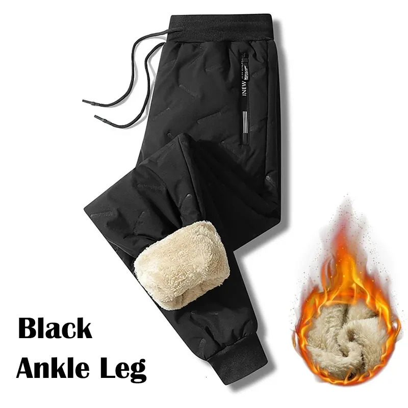 5XL 6XL7XL 2025 Winter Mens Lambswool Sports Pants Warm Thick Jogger Waterproof Casual Added Wool Oversized Trouser 241206