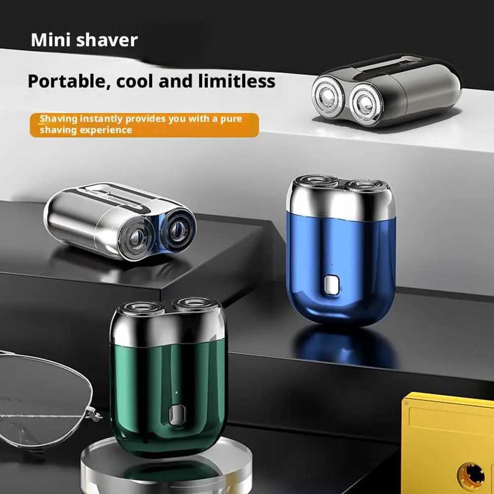 Mens New Double-headed Mini Magnetic Shaver Type-c Charging Silent Washable Electric Shaver Portable Men Electric RazorXJ241207
