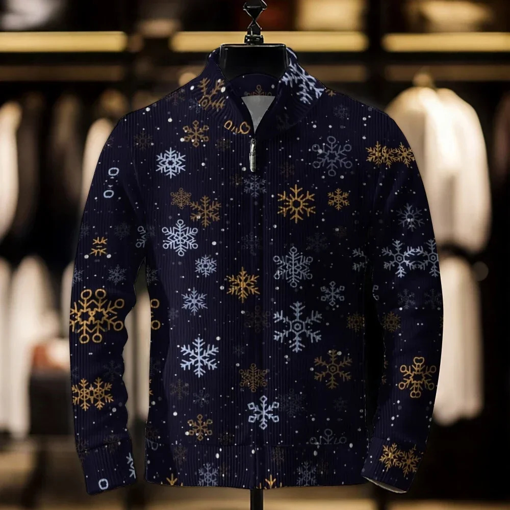 Mens 3D printed Christmas sweaters casual loose jackets holiday cardigans fashionable Merry mens clothing 241206