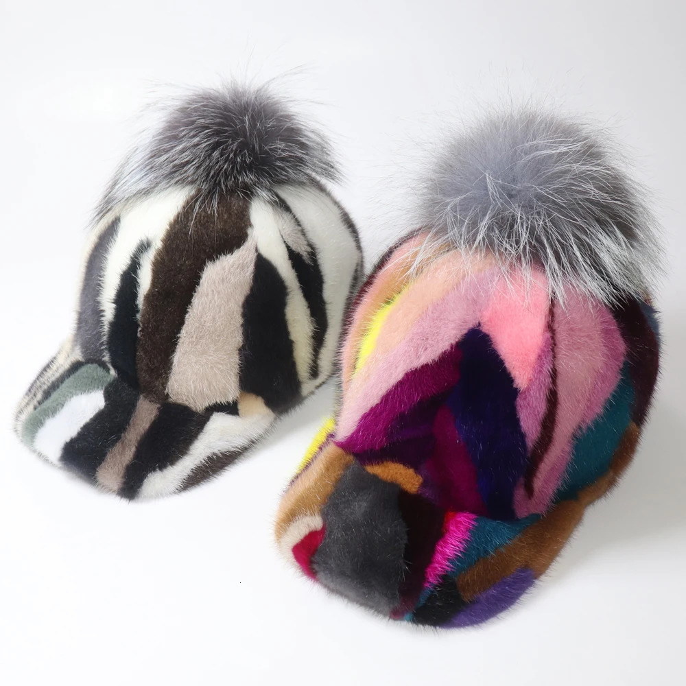 womens genuine natural mink fur hat adult handmade warm winter baseball hat womens elegant and fashionable warm hat 241206