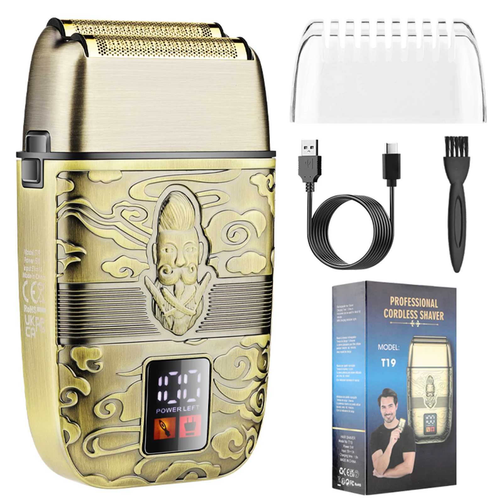 Mens Full Metal Razor Dual Mesh Reciprocating Razor High Speed Beard Razor Balders LCD Dual Reciprocating Heads 8800rpmXJ241207