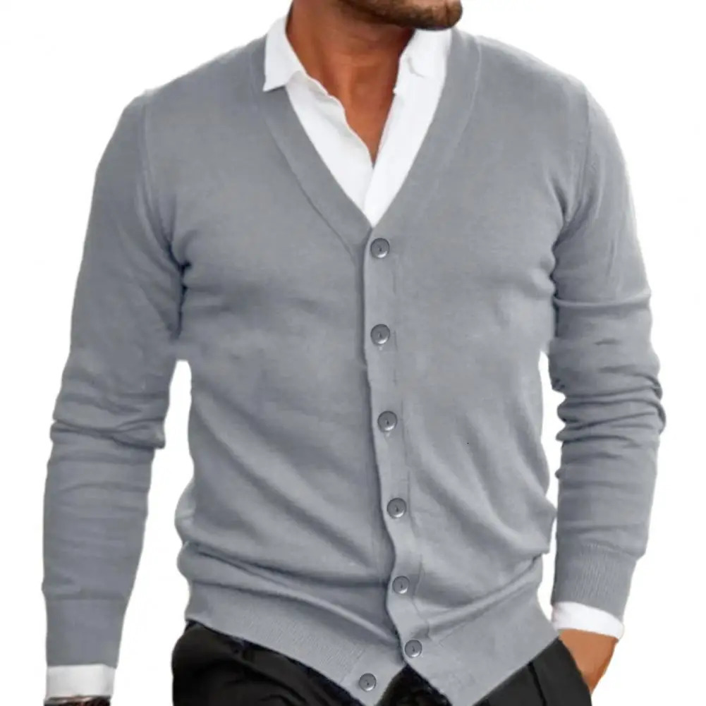 Ultra thin cardigan sweater retro comfortable thick trendy and warm Vneck single sweat wicking solid color 241206